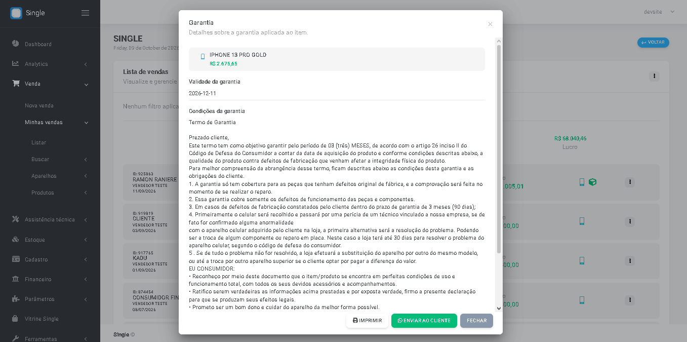 garantia para loja de celular