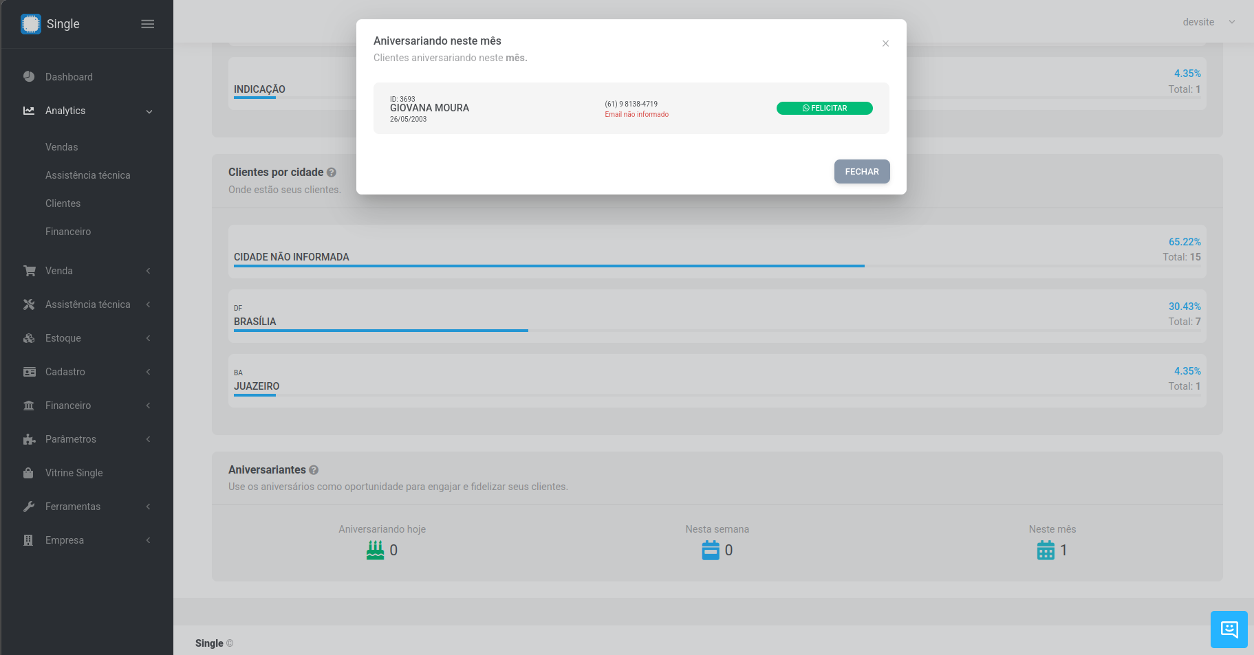 Fidelizar cliente no sistema de gestão para loja de celular