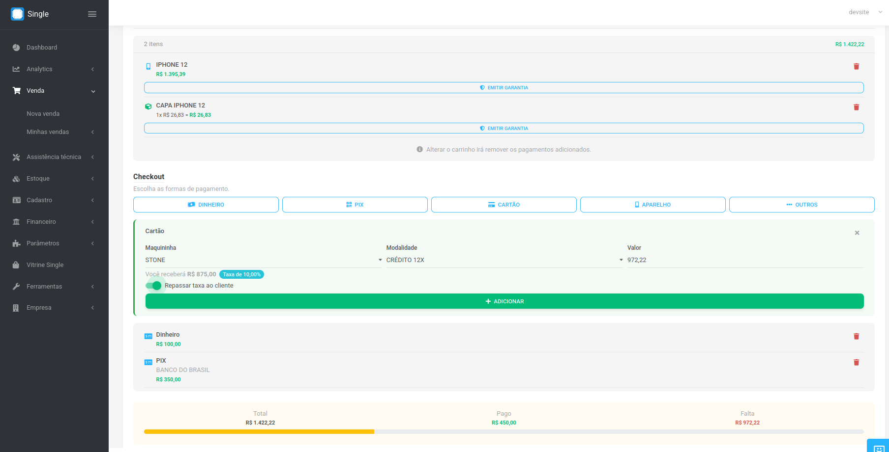 Formas de Pagamento na Loja de Celular: Configure no Single